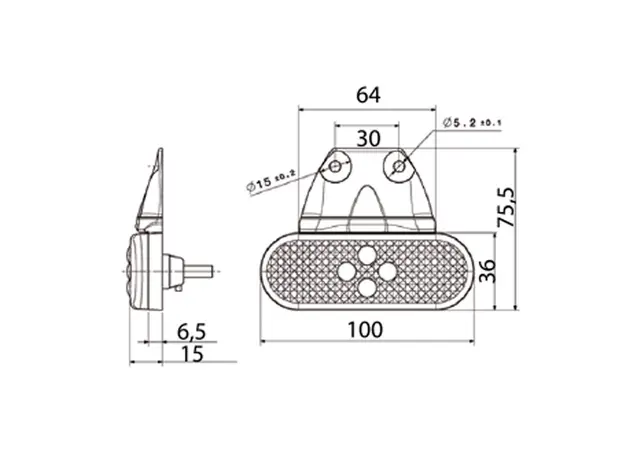 VIGNAL LED markeringslys 24V Oransje m/1,5m ADR kabel 