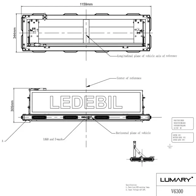 LUMARY varsellysbjelke 1159 mm med lysskilt «Bred Last» 
