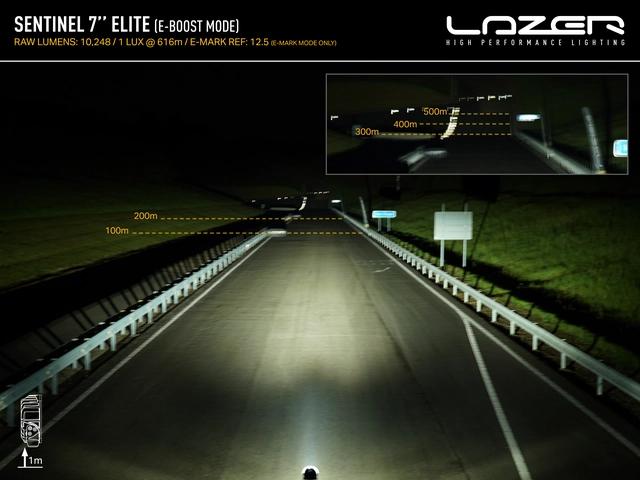 LAZER SENTINEL 7" ELITE PL2 fjernlys for hengende montering, m/parklys 