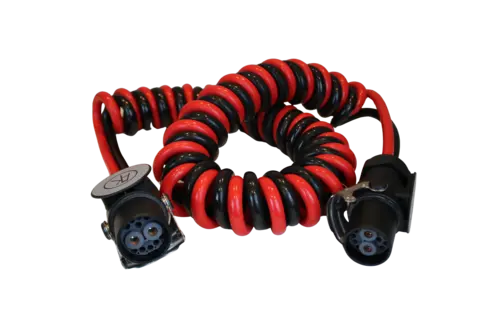 Spiralkabel sett m/NATO kontakter 2 x 4m rød/sort kabel m/2 x 35mmq