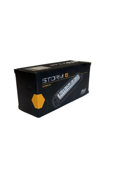 RAW STORM 6 LED varsellys 119mm 12-24V, m/ 2m ADR kabel, ECE R65 Oransje 