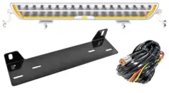 Fjernlyspakke med OZZ DRB1 P20" (hvit), brakett og ledningsnett