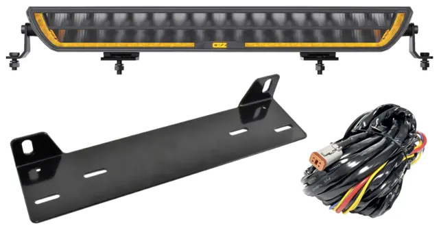 Fjernlyspakke med OZZ DRB1 P20" (sort), brakett og ledningsnett 