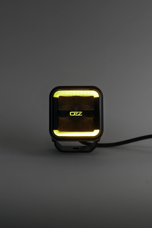 OZZ SQR 3" arbeidslys Sort m/varsellys R65 