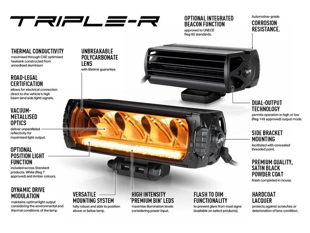 LAZER TR850 BEACON LED-bar 322mm 6930 lumen, m/varsellys 