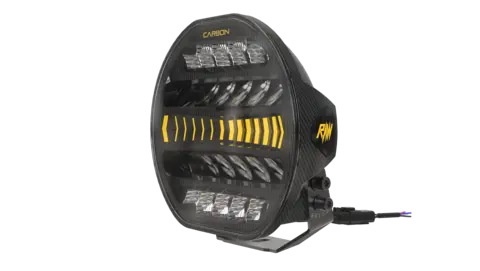 RAW CARBON fjernlys 9" m/dynamisk gult el. hvitt parklys, 170W