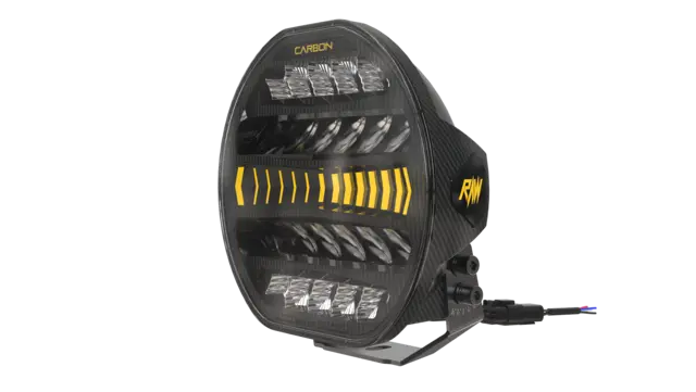 RAW CARBON fjernlys 9" m/dynamisk gult el. hvitt parklys, 170W 