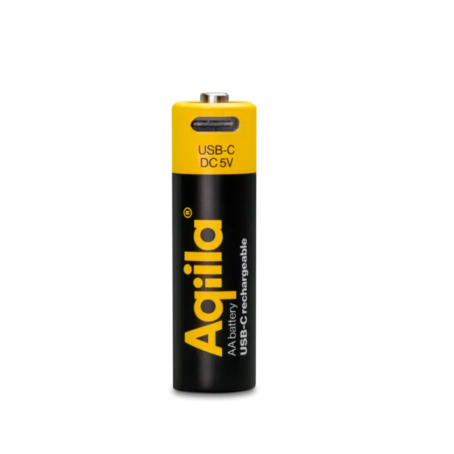 AQIILA Oppladbare AA Lithiumbatterier USB-C, 1,5V 4 pk 