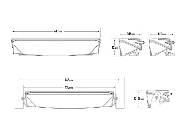 LAZER AIR-130 Elite Fjernlys LED-bar m/parklys, 8 LED, 411mm 
