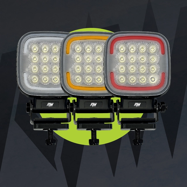 RAW TRIO XL arbeidslys m/parklys rødt/hvit/gult parklys, 9280 lm, 80W 