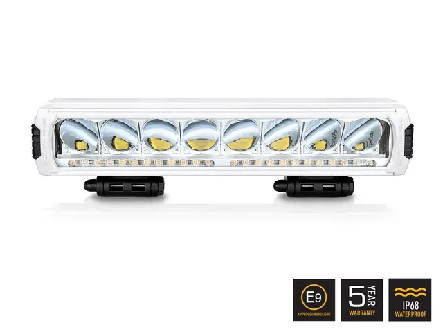 LAZER TR1000 LED-bar fjernl. m/varsellys 410mm, 8 LED, hvit utgave 