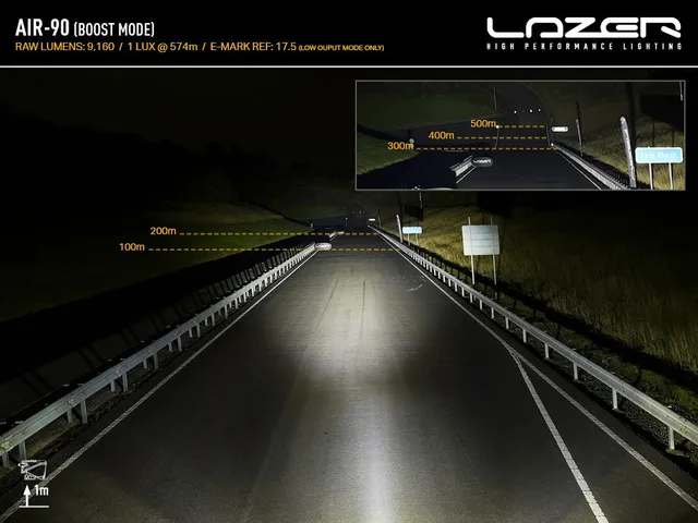 LAZER AIR-90 Fjernlys LED-bar m/parklys og varsellys, 8 LED, 411mm 