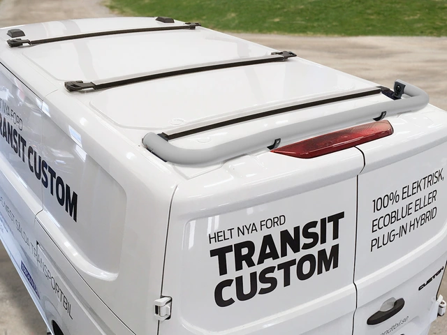 QPAX T-Rack bakre takbøyle Ford Transit Custom med origi. takstativ 24- SØLV 