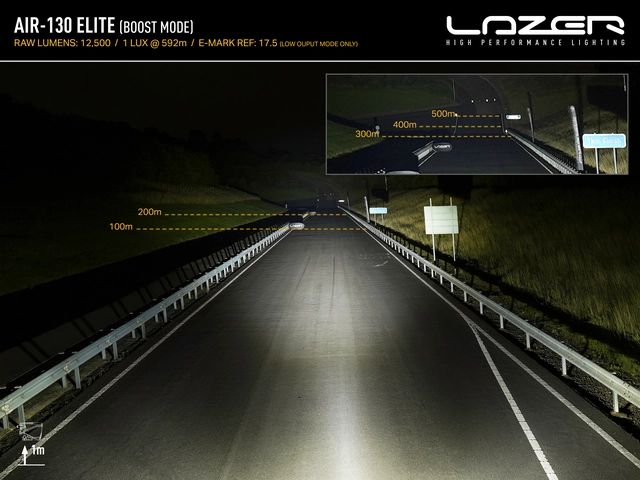 LAZER AIR-130 Elite Fjernlys LED-bar m/parklys, 8 LED, 411mm 