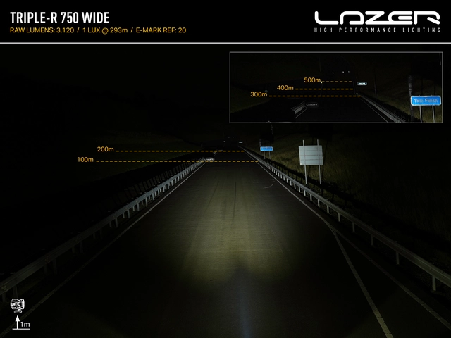 LAZER TR750 WIDE LED-bar 230mm 4320 lumen, m/bred spredning 