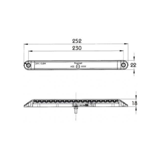 PROPLAST markeringslys LED rød 24V 0,5 m kabel 