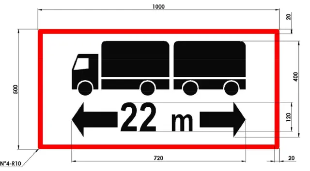 Skilt Lang last 22m 100x50cm 