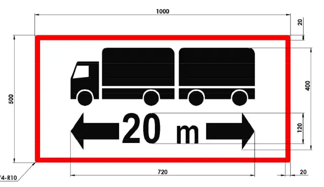 Skilt Lang last 20m 100x50cm 