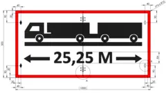 Skilt Lang last 25,25m 100 x 50cm sammenleggbart