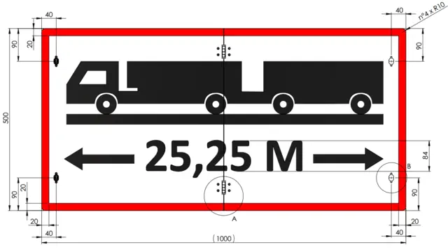 Skilt Lang last 25,25m 100 x 50cm sammenleggbart 