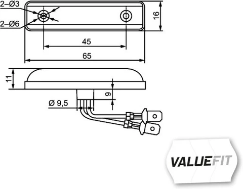 HELLA Sidemarkeringslykt LED 12V Gul 