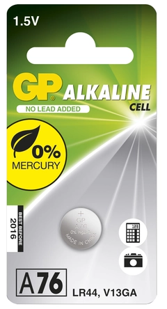BATTERI GP ALKALISK A76, LR44