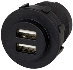 Usb kontakt dobbel med innbygg blått lys
