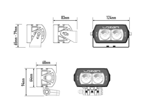 LAZER LED-bar EVO 124mm, 2 LED, fjernlys 