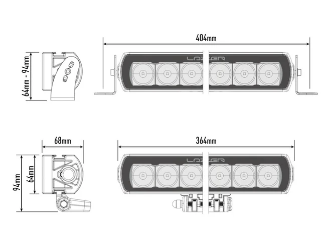 LAZER LED-bar EVO 364mm, 8 LED, fjernlys 