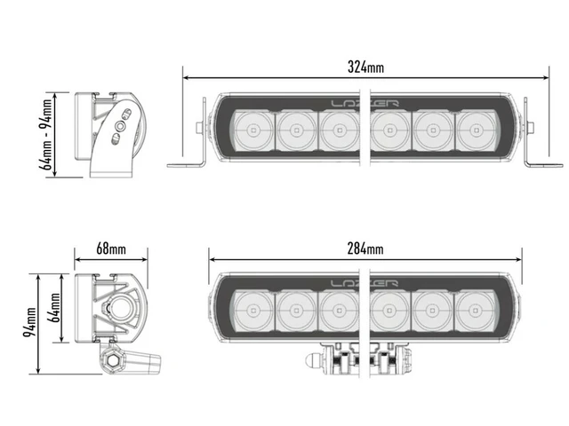 LAZER LED-bar EVO 284mm, 6 LED, fjernlys 