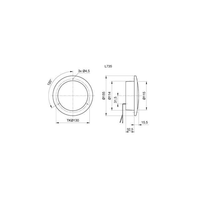 JOKON baklampe LED 24V innfellbar 
