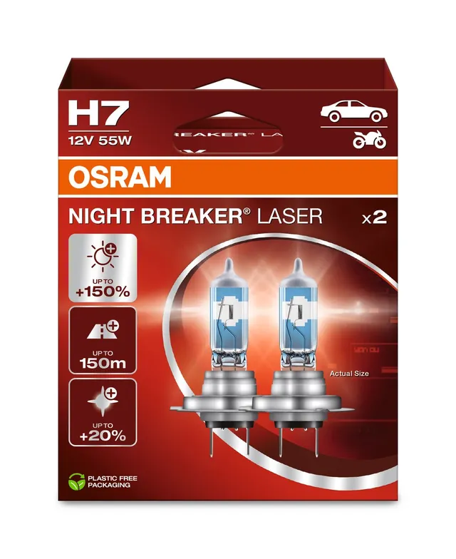OSRAM H7 55W 12V PX26D Osram Night Breaker Laser +150% 