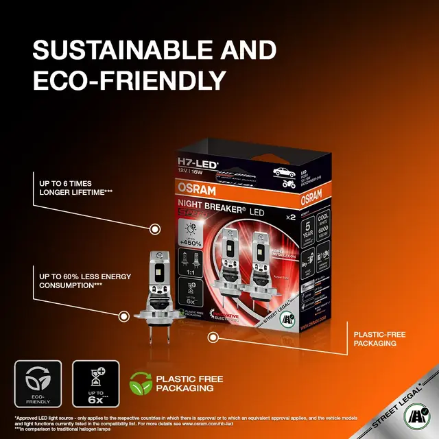 OSRAM H7 16W 12V 1550lm 6000K Osram LEDriving Night Breaker SPEED+450% 