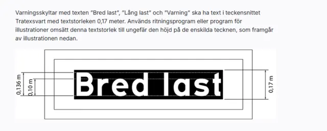 Skilt Bred last svensk type, 120x40cm 