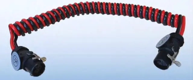 Spiralkabel sett m/NATO kontakter 2 x 4m rød/sort kabel m/2 x 35mmq 